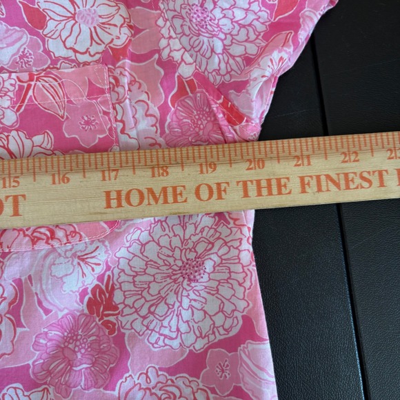 Lilly Pulitzer Pajama Top Womens M Pink Tropical Floral Print Button Up - Picture 8 of 13